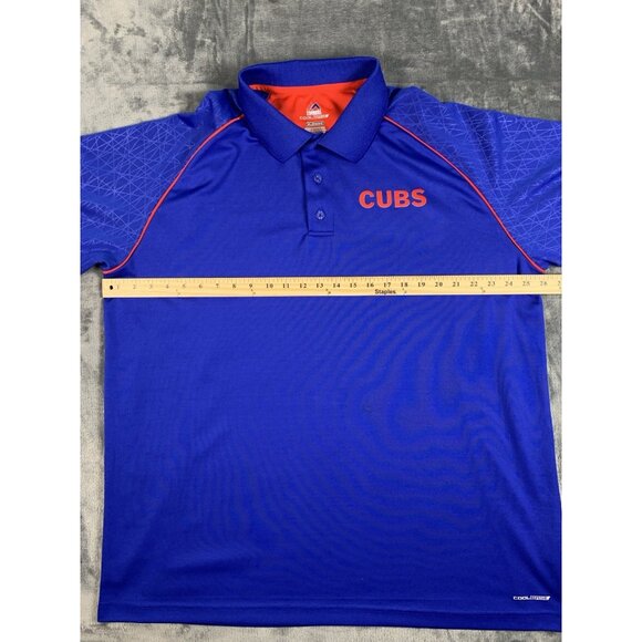 MLB Majestic Baseball Cool Base Chicago Cubs Royal Blue Polo Shirt Men's 2XL XXL - Picture 8 of 9